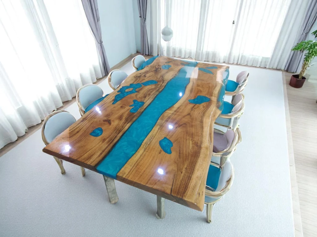 Artisanal Excellence: Handcrafted Live Edge Epoxy Table 